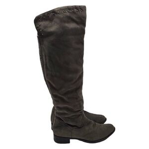 Lime Light Joaquin Faux Suede Studded Knee High Tall Gray Riding Boots Size 9